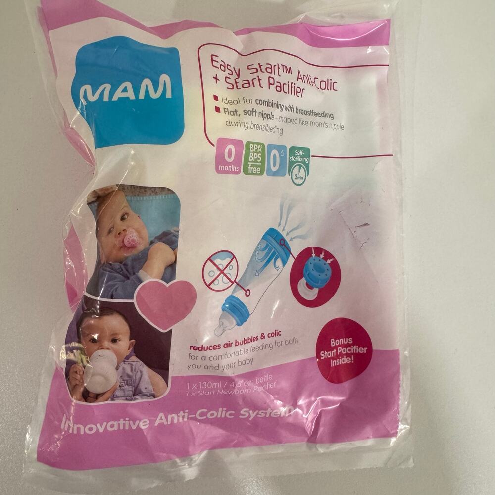 Mam Easy Start Anti-Colic Bottle & Mam Start Pacifier New